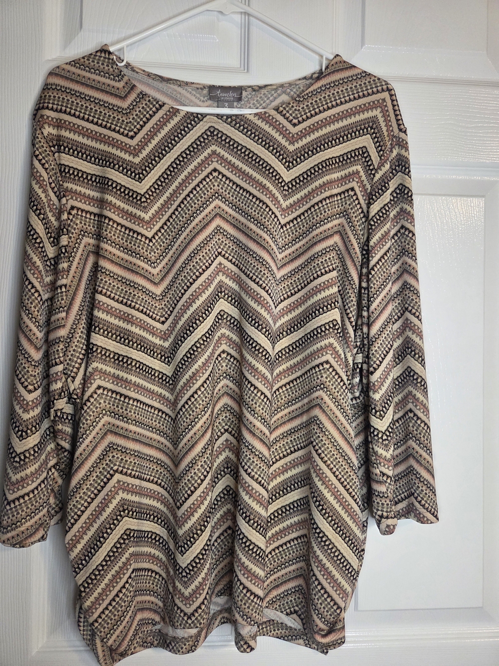 Travelers By Chico's Size 3 US XL NWOT 3/4 Length Sleeves Waist Gathering